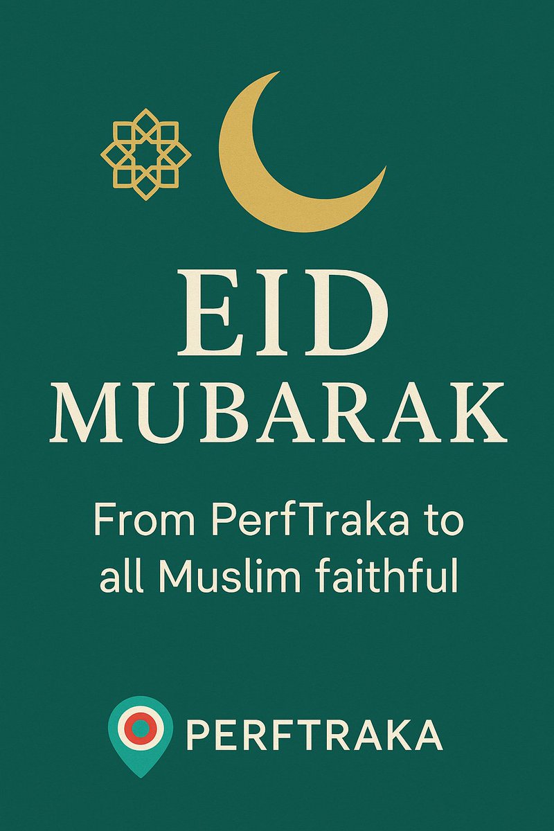 PerfTraka's tweet image. Eid Mubarak from all of us at PerfTraka!

Wishing our Muslim clients peace, joy, and continued success. May this season bring blessings to you and your loved ones.

#PerfTraka #Security_Solutions #Security_firms