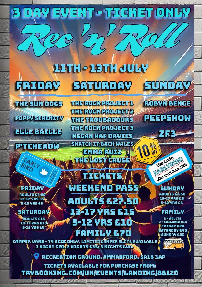 🔵REC+ROLL⚫️

To get 10% discount for early bird tickets before JUNE 13TH
Click the link ⬇️
trybooking.com/uk/events/land…

Use Code EARLYBIRD at the checkout to save 10% only if booked before June 13th