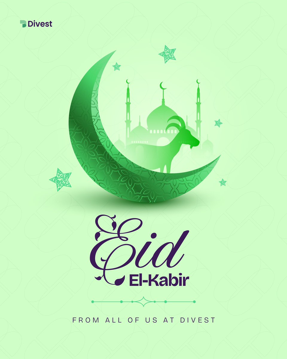 Eid Mubarak to all our Muslim friends from all of us at Divest!💚

Wishing you and your loved ones peace, joy, and countless blessings this season. 🌙✨

P.S.

We know this is the Sallah for meat so please send us our portion! 😌

#EidMubarak #EidAlAdha