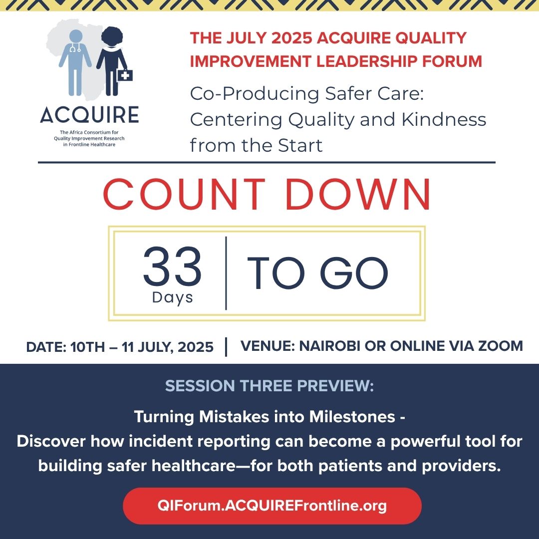 Join us in exploring practical ways to transform challenges into catalysts for safer care.
Snipet into Session 3 ⬇️⬇️
📍 Venue: Nairobi or Online via Zoom
 🗓 Dates: 10–11 July, 2025
 🔗 Register Now:🔗 lnkd.in/dgh_GaQH
#QIForum2025 #SafeCare #LearningHealthSystems