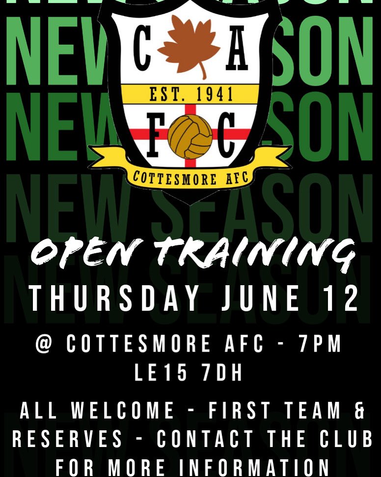 Come join us for the 2025-26 season at CAFC! Our senior men’s team are back in training next THURSDAY 12th JUNE 7pm at the club. Please contact us on our social media channels for more information ⚽️💚
