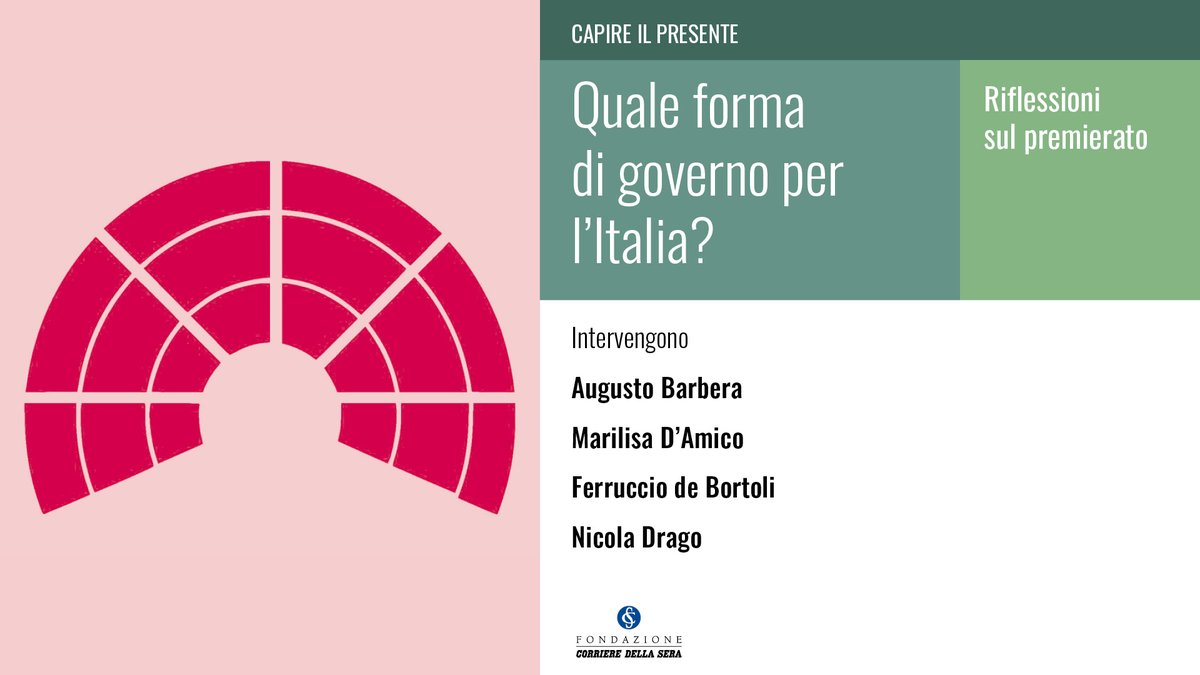 Mercoledì 11 giugno, alle ore 18, in Sala Buzzati: "Quale forma di governo per l'Italia? Riflessioni sul premierato".
Con Augusto Barbera, <a href="/marilisadamico/">Marilisa D'Amico</a>, <a href="/DeBortoliF/">Ferruccio de Bortoli</a>, Nicola Drago. 
Prenotati qui: fondazionecorriere.corriere.it/iniziative/qua…

<a href="/UtetLibri/">UTET</a>