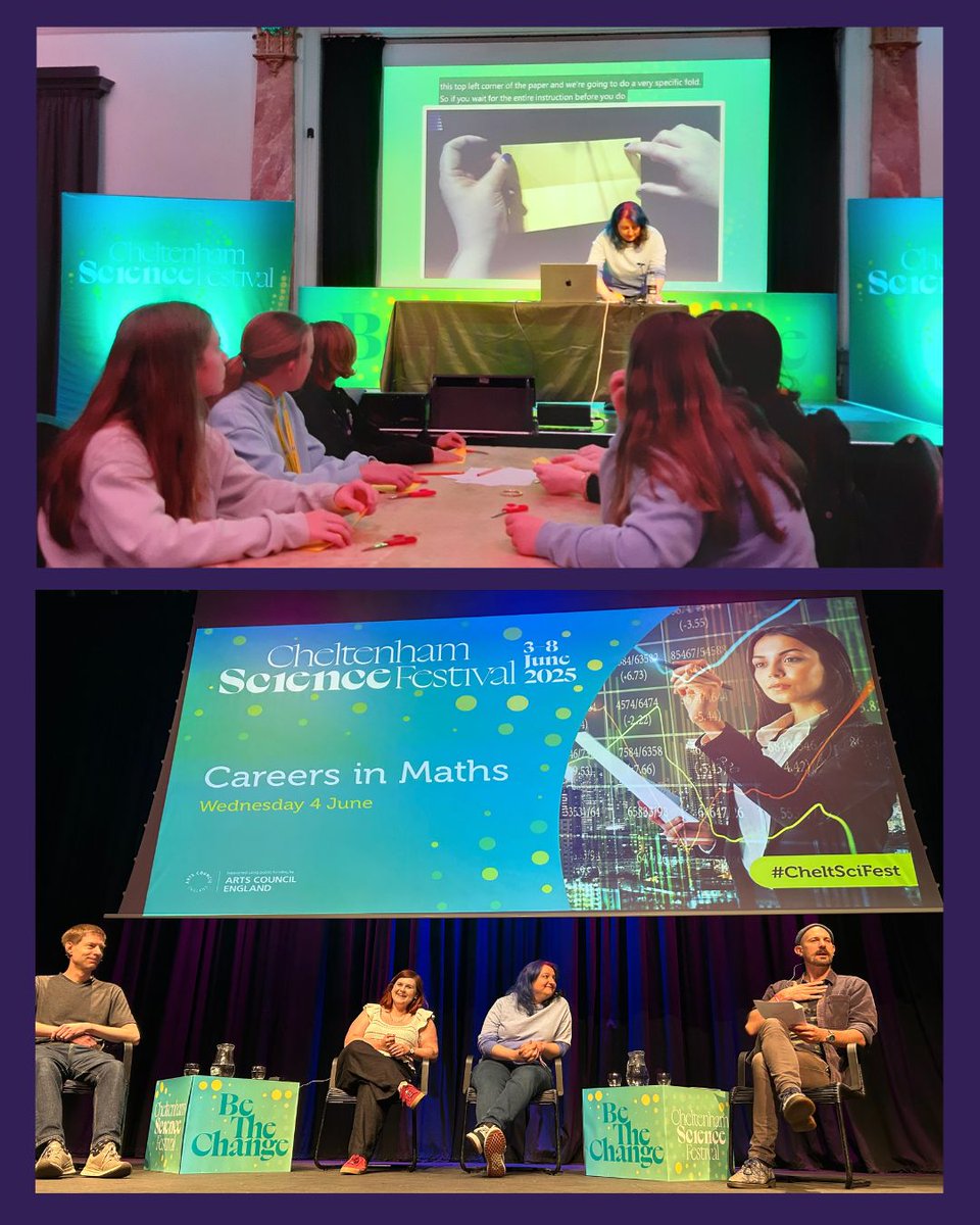 SBYcharity's tweet photo. Our Discover Maths cohorts had an absolute blast at @cheltfestivals this week! There was so much to enjoy: an inspirational 'Careers in Maths' panel talk hosted by @Russell_Arnott; a fabulous Magic of Maths workshop hosted by @stecks; and tonnes of super fun STEM activities. WOW! https://t.co/PWWj3Emnbj