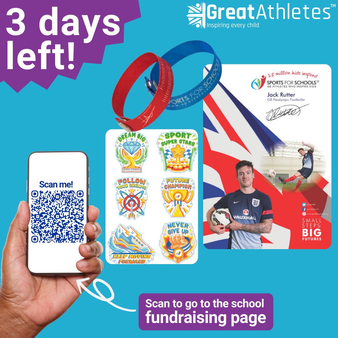 Cheadle Hulme PS (@cheadlehulmepri) on Twitter photo 🇬🇧 | Great Athletes - 3 days left!
There's just 3 days left to bring in your sponsorship money for the hard work in the fitness circuit with Paralympian Michael Churm - don’t forget there are some amazing prizes on offer!
sportal.greatathletes.org/events/77644/p… 🇬🇧 | Great Athletes - 3 days left!
There's just 3 days left to bring in your sponsorship money for the hard work in the fitness circuit with Paralympian Michael Churm - don’t forget there are some amazing prizes on offer!
sportal.greatathletes.org/events/77644/p…