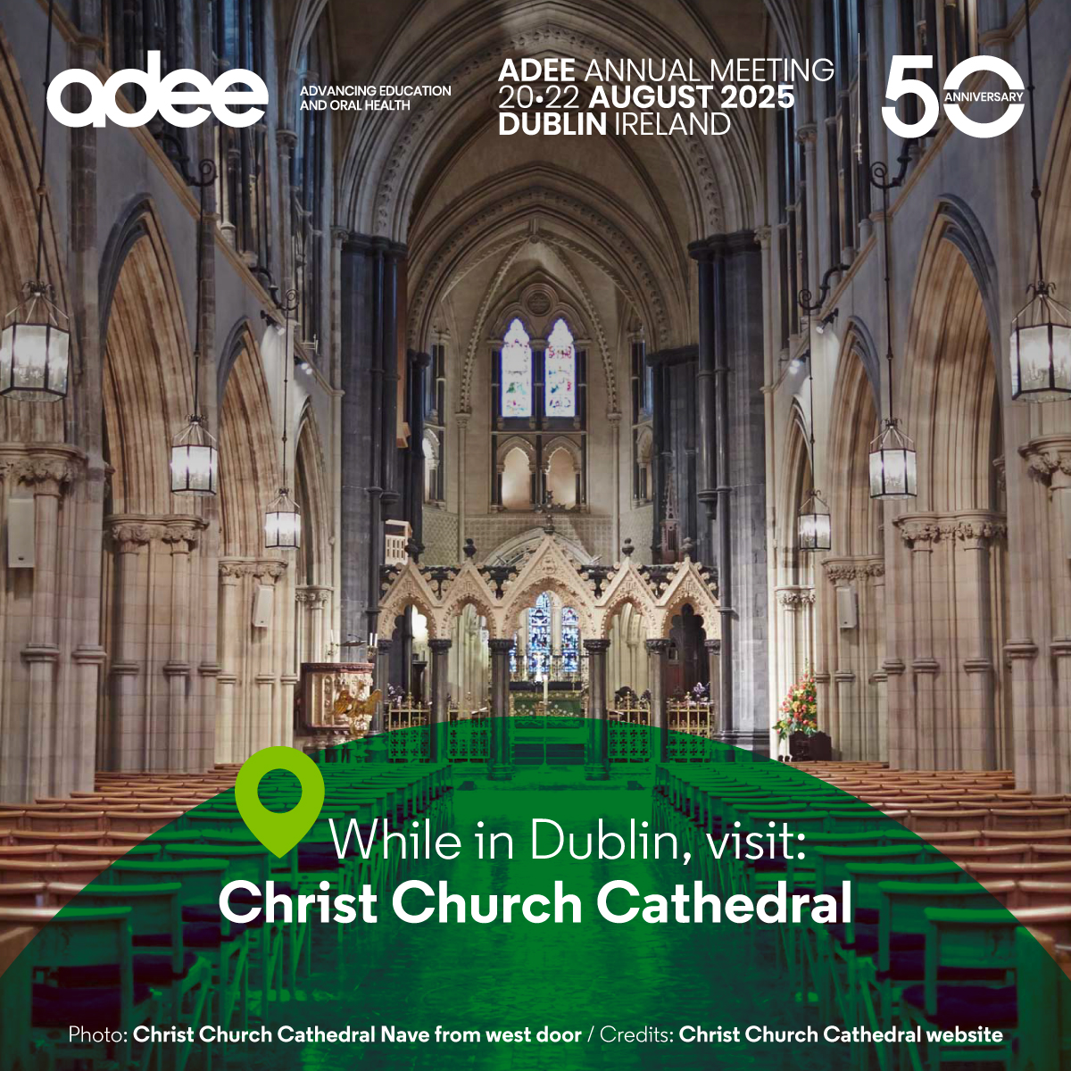 Help us mark #adee50years of dental education excellence at ADEE’s Annual Meeting in #Dublin2025! Take time to explore Christ Church Cathedral, one of Dublin’s oldest and most atmospheric landmarks.
🕊️ adee.org/annual-meeting…
📍 christchurchcathedral.ie
#adee #adeeAnnualMeeting