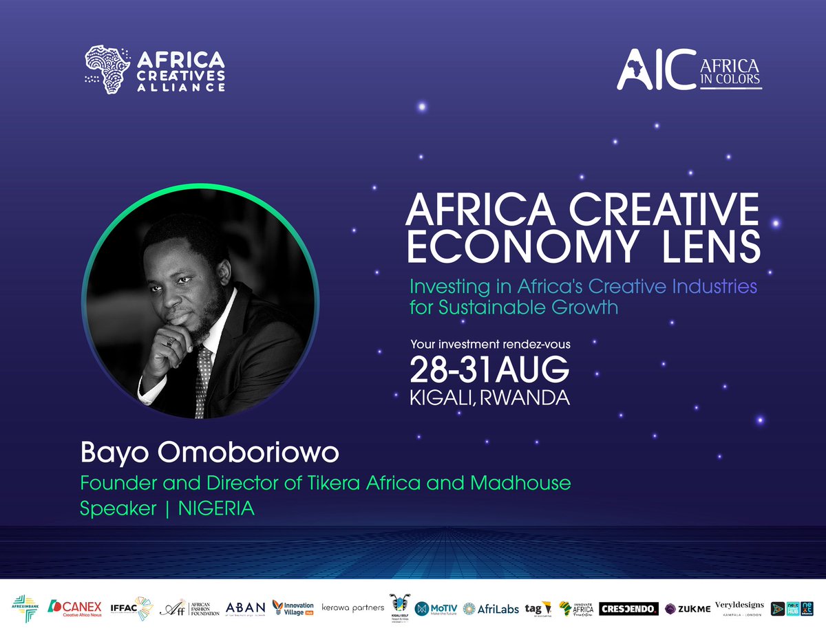 Africa in Colors (@africaincolors) on Twitter photo Happy Friday #art lovers and enthusiasts.
Here we are at the end of a long week.
To close the week in style, AIC and <a href="/AfricaCreAlli/">Africa Creatives Alliance</a> are honored to welcome <a href="/BayoOmoboriowo/">Bayo Omoboriowo</a> among our speakers, he is an important contributor to our mission to the forum in #kigali #rwanda . Bayo Happy Friday #art lovers and enthusiasts.
Here we are at the end of a long week.
To close the week in style, AIC and <a href="/AfricaCreAlli/">Africa Creatives Alliance</a> are honored to welcome <a href="/BayoOmoboriowo/">Bayo Omoboriowo</a> among our speakers, he is an important contributor to our mission to the forum in #kigali #rwanda . Bayo