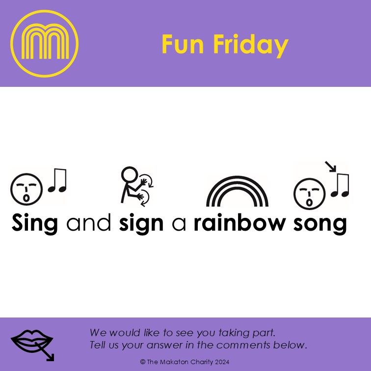 🌟Fun Friday🌟  

Sing and sign a rainbow song 🌈

#Makaton #MakatonSymbols #FunFriday