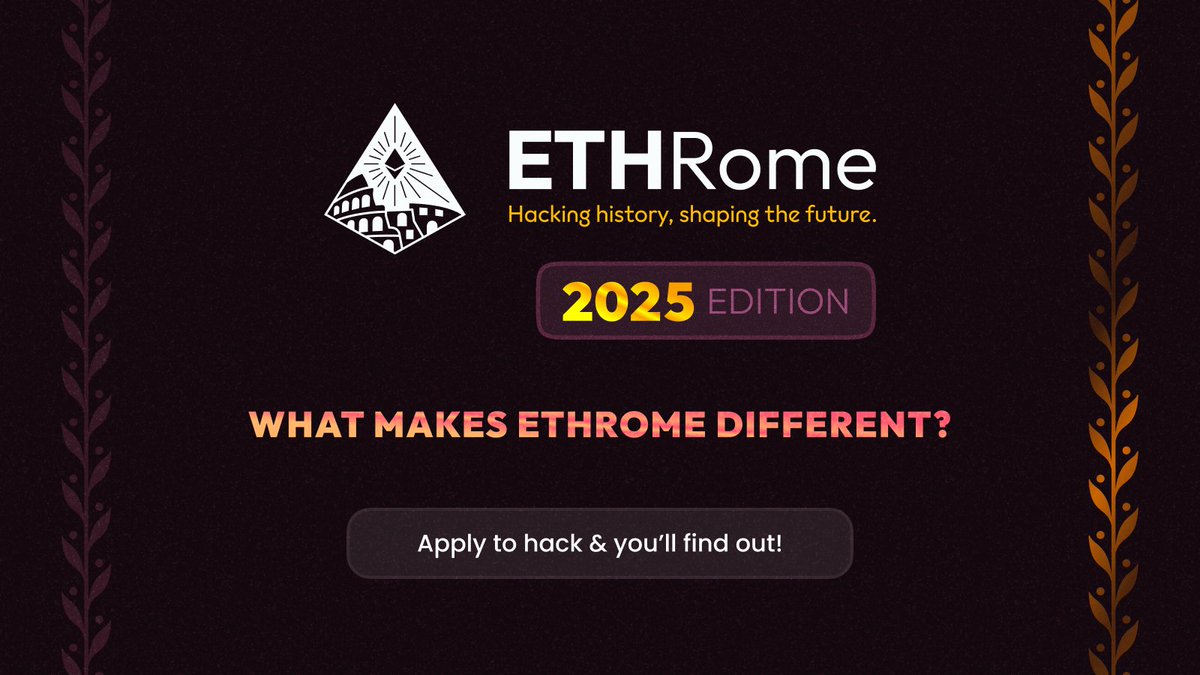 ETHRome ๐ฎ๐น (@ethrome) on Twitter photo What makes ETHRome different?
๐ ๏ธ Community-led by <a href="/urbeEth/">urbe.eth ๐บ</a>
๐จโ๐ป Builder-focused
๐ซ No talks, no fluff โ just building.
ETHRome is built by builders, for builders. If you're here to ship, you're in the right place.
Join us October 17โ19. Link in comments ๐ What makes ETHRome different?
๐ ๏ธ Community-led by <a href="/urbeEth/">urbe.eth ๐บ</a>
๐จโ๐ป Builder-focused
๐ซ No talks, no fluff โ just building.
ETHRome is built by builders, for builders. If you're here to ship, you're in the right place.
Join us October 17โ19. Link in comments ๐