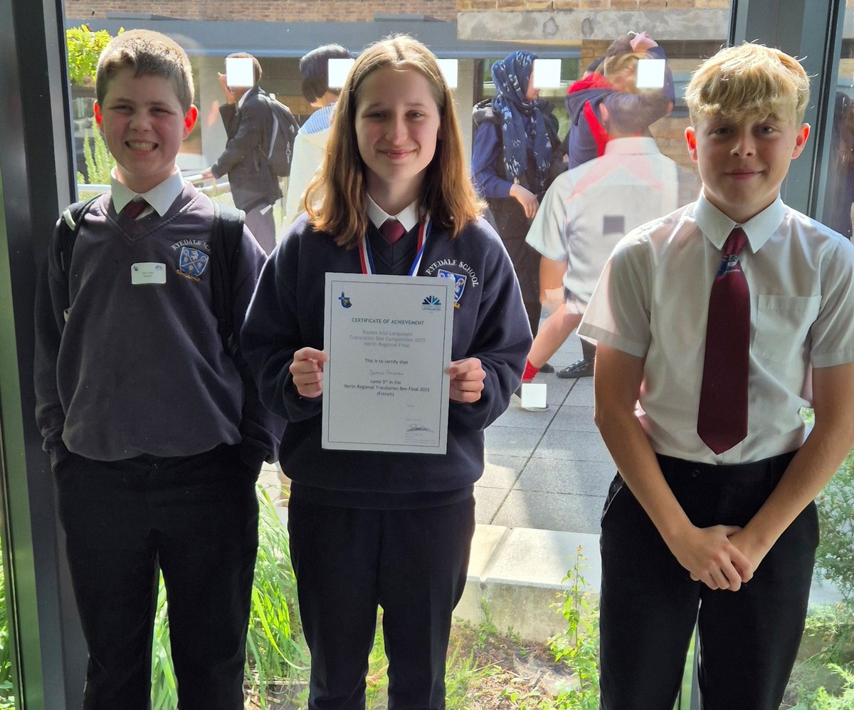 RyeRLT's tweet image. Rory Fletcher and Ted Scott took part in Spanish & Sophie Falshaw in French for the Foreign Language Translation Bee Regional Final & were in the top 49 out of 2,444 in the country. Well done all, and in particular Sophie who came in the top 5 & now goes to the National finals!
