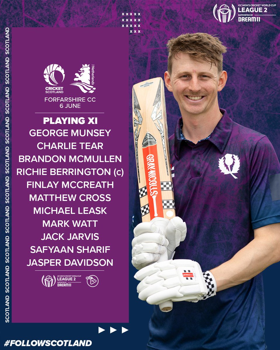 CricketScotland's tweet photo. The Netherlands have won the toss, and we'll be batting first 👊

#FollowScotland https://t.co/AiqnMmdKRv
