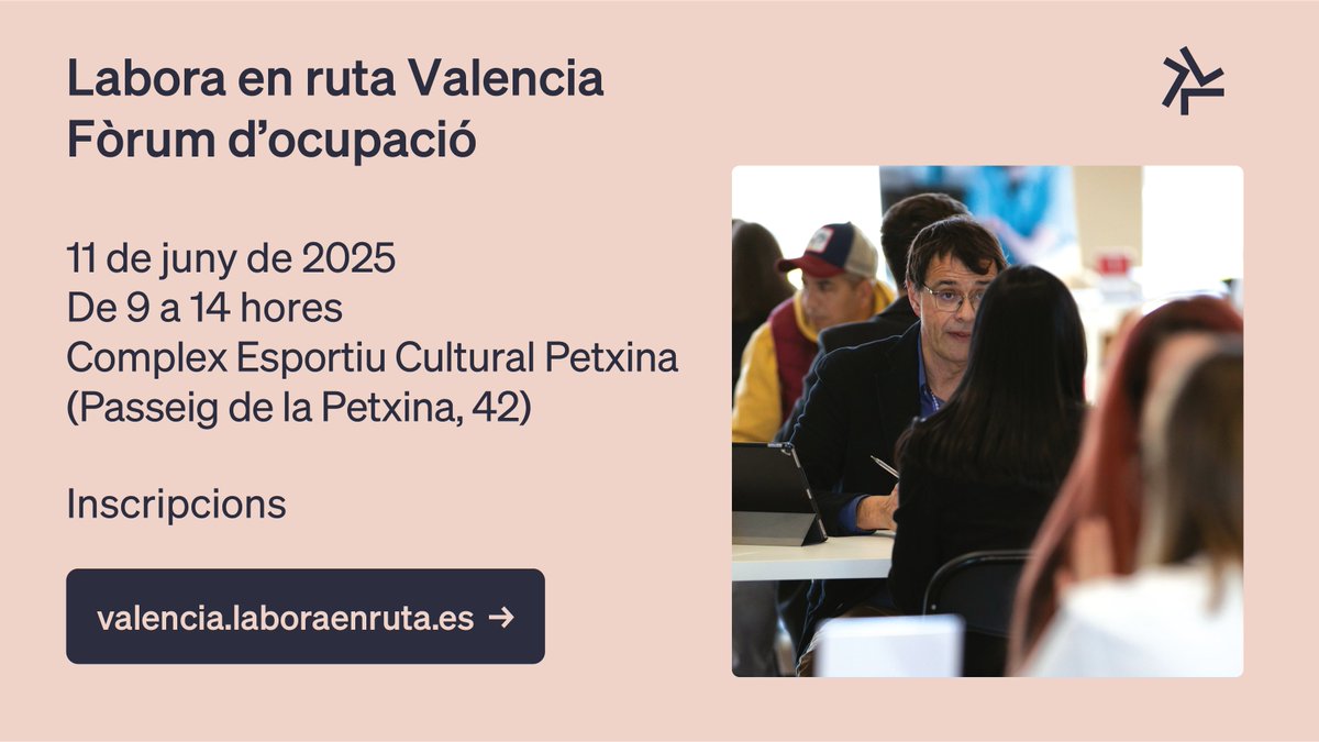 S'acosta l'últim fòrum d'ús del cicle 'Labora en ruta', que realitzarem el pròxim 11 de juny a la ciutat de València.
Qué trobaràs en l'esdeveniment?
🗣️ Marató d'entrevistes de treball 
📝 Tallers, conferències i taules redones
🔎 Assessorament laboral 
➡️ valencia.laboraenruta.es