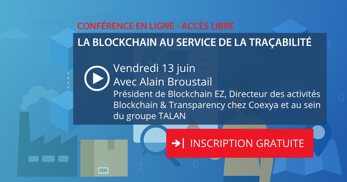 ❗J-7 avant le webinar sur la blockchain au service de la traçabilité
📌Qu'est ce que la blockchain apporte comme solutions aux sujets de traçabilité et comment bénéficier de ses avantages ?
📅Le 13 juin à 10h
🎤 Avec Alain Broustail
Inscrivez-vous ici👉techniques-ingenieur.pulse.ly/nkqioni415