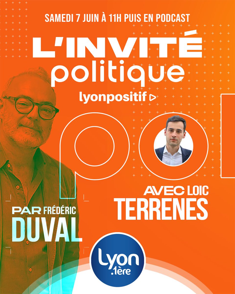 Lyon 1ère (@lyonpremiere) on Twitter photo 🎙Loïc Terrenes est notre invité ce samedi 7 juin de 11h à 12h
🗣️Pendant une heure, le conseiller national de Renaissance répondra aux questions de Frédéric Duval.
#Lyon #Renaissance <a href="/lterrenes/">Loic Terrenes</a> <a href="/Confluences_/">Confluences:</a> <a href="/Renaissance/">Renaissance</a> 🎙Loïc Terrenes est notre invité ce samedi 7 juin de 11h à 12h
🗣️Pendant une heure, le conseiller national de Renaissance répondra aux questions de Frédéric Duval.
#Lyon #Renaissance <a href="/lterrenes/">Loic Terrenes</a> <a href="/Confluences_/">Confluences:</a> <a href="/Renaissance/">Renaissance</a>