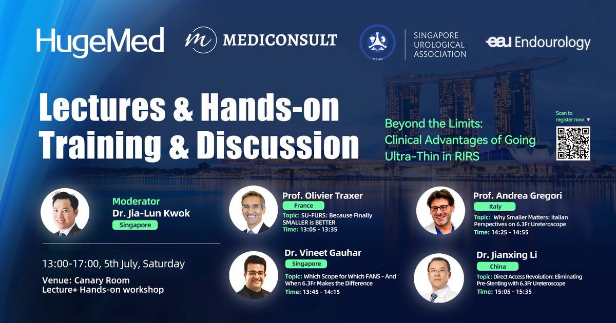 🚨 Join us at UROFAIR 2025 for a powerful session of lectures &amp; hands-on training!

🗓️ Date: July 5 | 🕐 13:00–17:00 (Hands-on: 15:35–17:00)
📌 Location: Canary Room

#HugeMed #UROFAIR2025 #Urology #RIRS #Endourology #SUA #HandsOnTraining