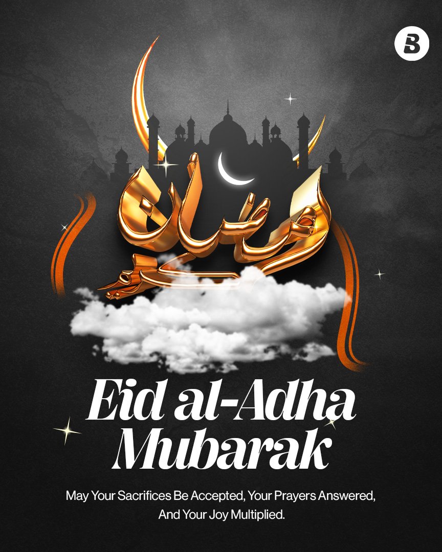 As you gather with loved ones, may your hearts be full and your blessings endless.
Eid Mubarak to you and yours. 
Taqabbal Allahu minna wa minkum. 🤲🏾📿🌙

How are you celebrating today?🐐💛 

#EidAlAdha #EidMubarak #HappyHolidays #EidAlAdha2025 #Boomplay #HomeOfMusic