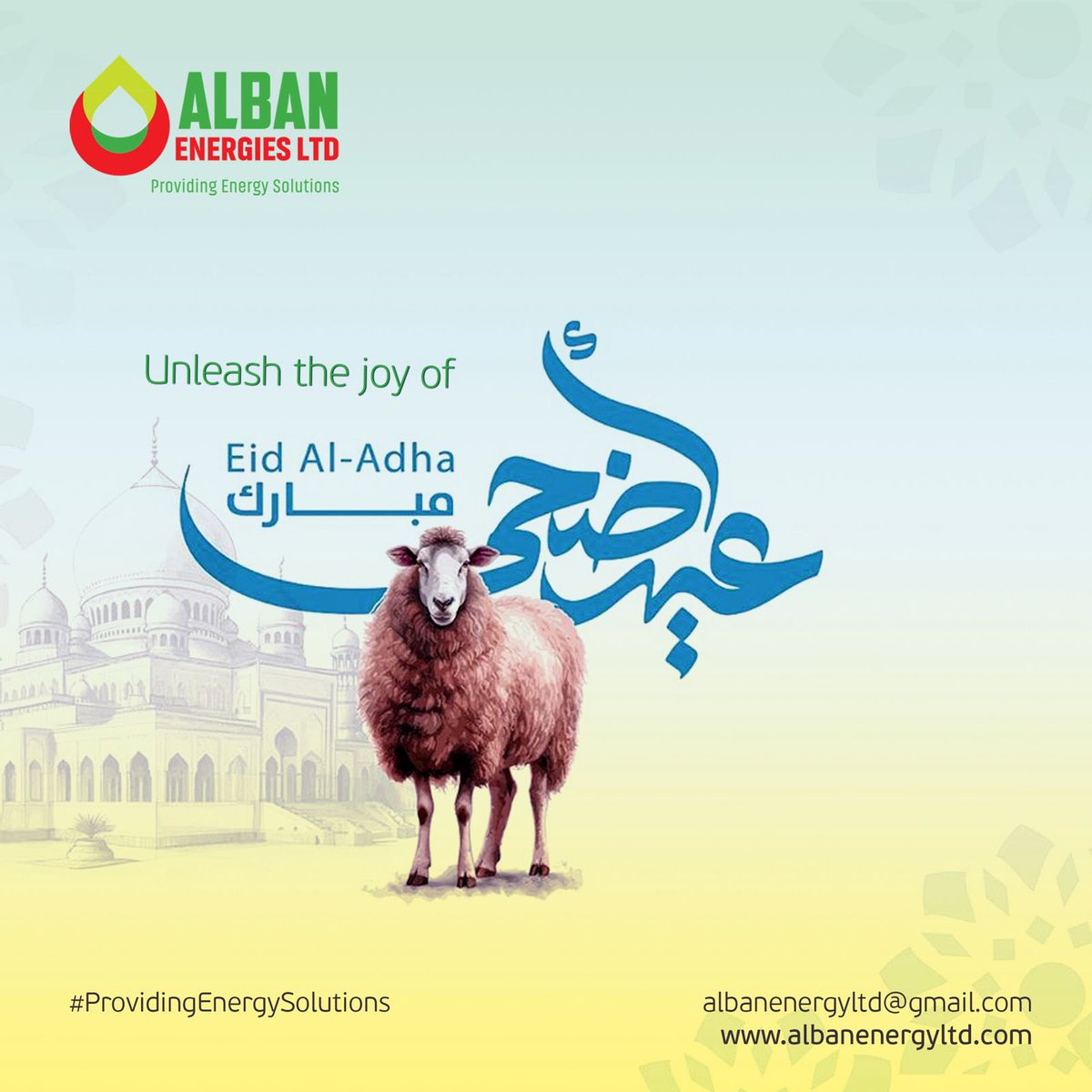 Good Morning

Wishing all our dear Muslim brothers &amp; sisters a blessed Eid; May it bring you all the happiness &amp; Allah’s greatness always. 
#AlbanEnergies