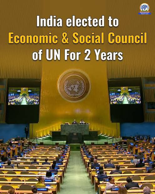 🚨 बधाई हो भारत..🎊

181 वोटों के साथ संयुक्त राष्ट्र आर्थिक और सामाजिक परिषद (2026-28) के लिए चुना गया भारत 🌍👏