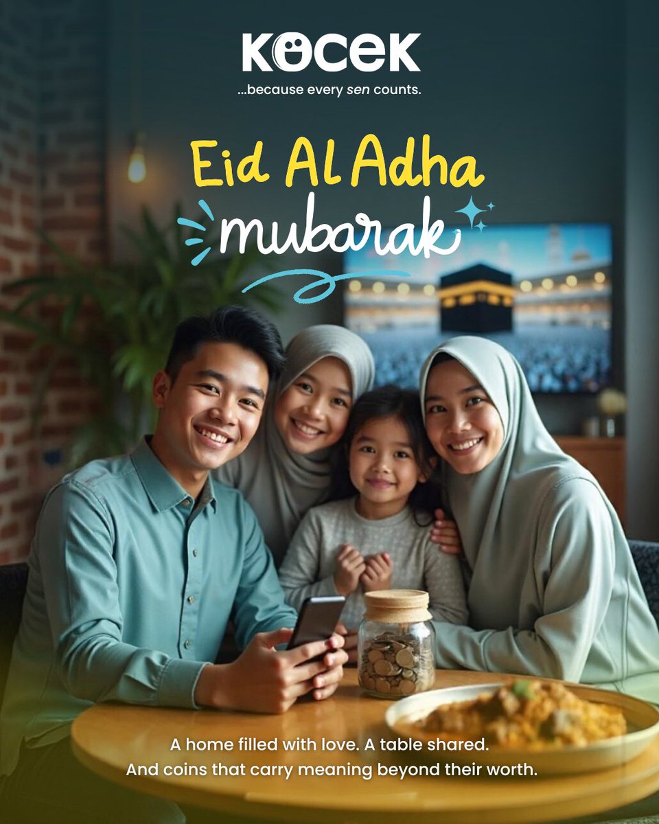 Eid Al Adha Mubarak 🌙

A home filled with love. A table shared.
And coins that carry meaning beyond their worth. Even the smallest acts of giving matter.

#KOCEK #EverySenCounts #Aidiladha2025