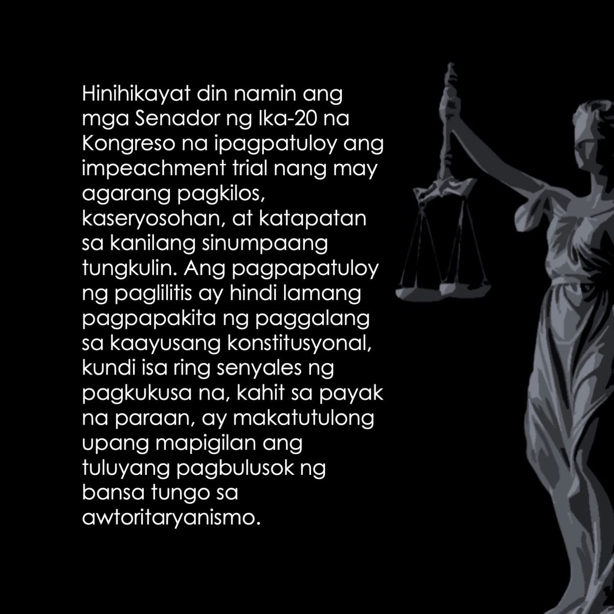 inquirerdotnet's tweet photo. LOOK: De La Salle University's department of political science joins the chorus of voices demanding the Senate to fulfill its constitutional duty and to start the impeachment trial of VP Sara Duterte, saying the upper chamber cannot be a purveyor of impunity. | @krixiasINQ /PDI

Visit https://t.co/AuYsgsogFf for updates, stories and more.