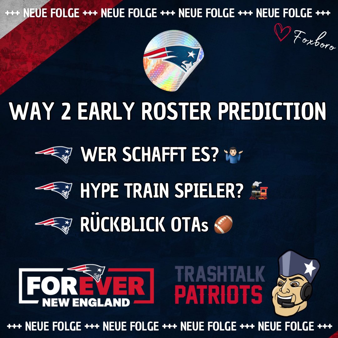 Trashtalk Patriots (@patstrashtalk) on Twitter photo Traditionen müssen am Leben erhalten werden und so haben Marcel & Nickels auch dieses Jahr kurz nach den OTAs wieder eine Way 2 Early Roster Prediction Folge aufgenommen.
Hört rein und erfahrt es!
🟢Spotify
open.spotify.com/episode/7Kcgzg…
<a href="/Footballerei/">Footballerei</a> <a href="/MrGIF4479/">Thobi thə gərman diə-hard Patriots fan</a> <a href="/patsdeutsch/">Patriots Deutschland</a> Traditionen müssen am Leben erhalten werden und so haben Marcel & Nickels auch dieses Jahr kurz nach den OTAs wieder eine Way 2 Early Roster Prediction Folge aufgenommen.
Hört rein und erfahrt es!
🟢Spotify
open.spotify.com/episode/7Kcgzg…
<a href="/Footballerei/">Footballerei</a> <a href="/MrGIF4479/">Thobi thə gərman diə-hard Patriots fan</a> <a href="/patsdeutsch/">Patriots Deutschland</a>