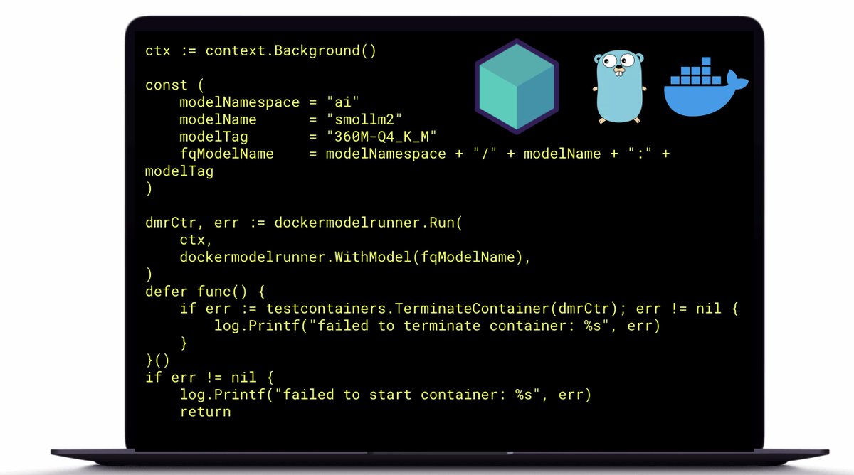 The <a href="/Docker/">Docker</a> Testcontainers team released the Docker Model Runner module (v0.37.0+), making it incredibly easy to test AI applications with containerized models.

Now you get a simple Go API for model management (pull, inspect, list)
golang.testcontainers.org/modules/docker…
