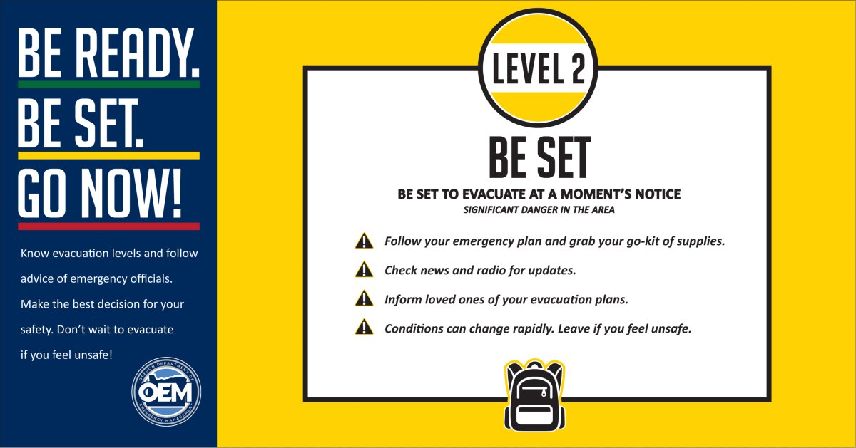 OregonOEM's tweet image. 🚨 Know Your Evacuation Levels 🚨
In an emergency, seconds count. Oregon uses a 3-level evacuation system to help keep you safe:
📲 Learn more: f.mtr.cool/slgkysibek
#EvacuationReady #ORPrepared #WildfireSafety #Be2WeeksReady #oralert