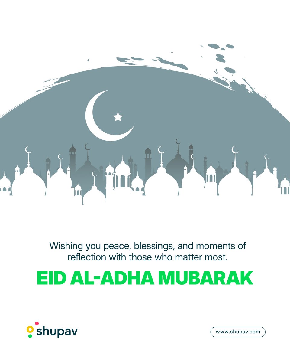 ShupavGroup's tweet photo. As we mark this season of gratitude, reflection, and giving  may your heart and home be filled with peace, love, and endless blessings.

From all of us at Shupav, we wish you a meaningful  celebration.

Eid al-Adha Mubarak 🌙 https://t.co/lg4Mg5D4gl