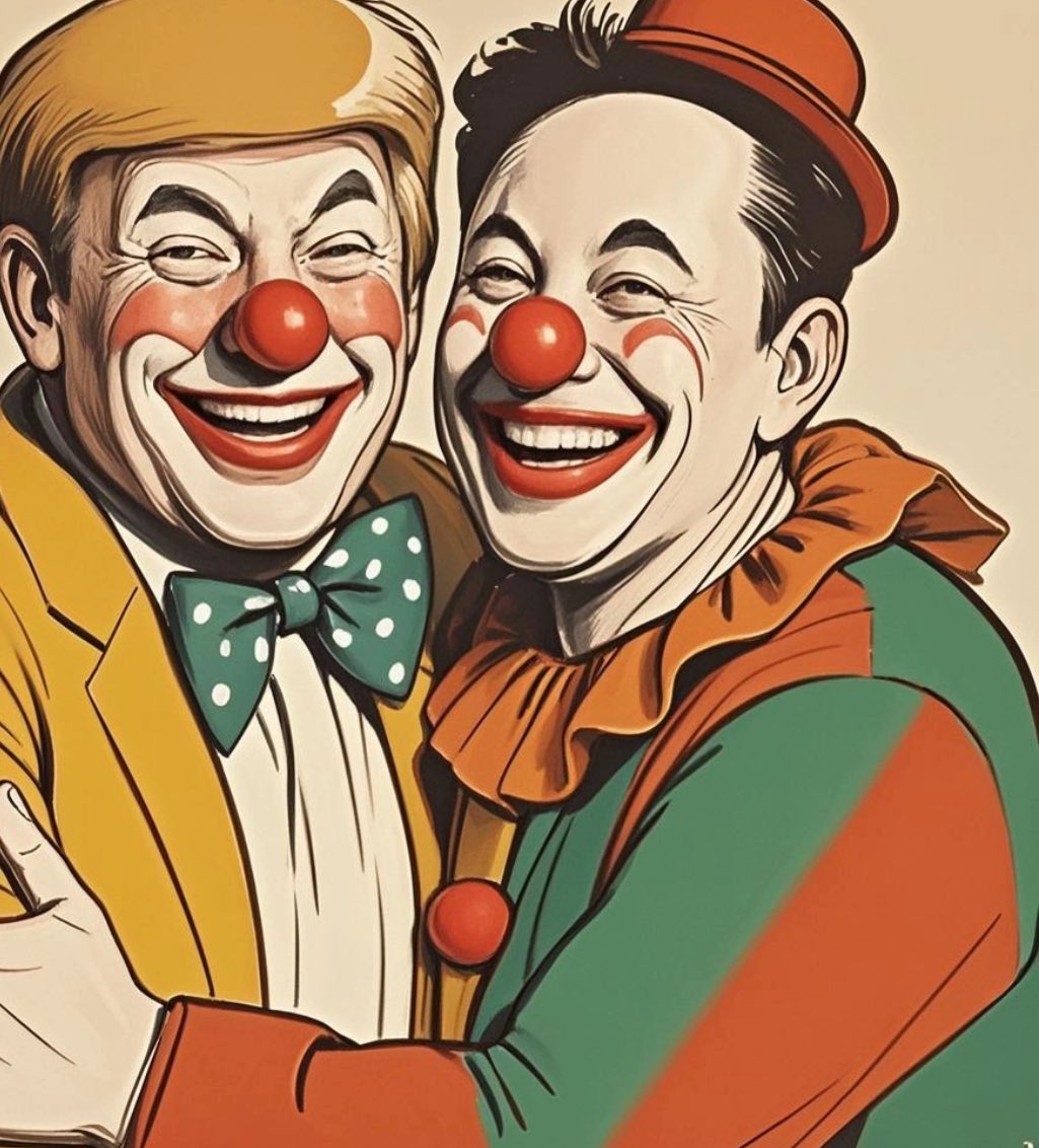 马斯克和特朗普又重归于好了，到底他们是小丑，还是币圈的人是小丑？这个叙事是嘲讽特朗普和马斯克的。目前市值9K,刚刚社区也建立了，觉得很有共情。

$POTUS
7EkMR4XoBzQum37ZQs4NnMuj6WDsLZu8auA9wr52pump