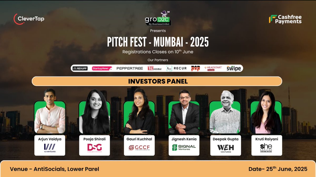 🚀 TiE Mumbai is proud to partner with the Mumbai edition of The D2C Founders Hub by <a href="/groD2C/">groD2C</a>, Cashfree &amp; CleverTap!

📍 AntiSocials, Mumbai | 📆 June 25
🔥 20 D2C pitches, 200+ founders, 20+ investors
🎟 Register: lnkd.in/dUWcpXPs (Closes June 10)
💥 Use code TIE20 for