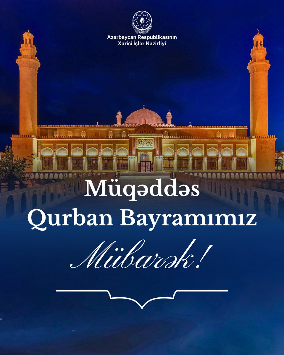 Qurban bayramı münasibətilə xalqımızı və bütün müsəlman dünyasını səmimi qəlbdən təbrik edirəm.

Xalqımızın, dövlətimizin və İslam aləminin əmin-amanlığı və rifahı naminə edilən duaların, kəsilən qurbanların qəbul olunması arzusu ilə hər kəsə sevinc dolu bayramlar arzulayıram.