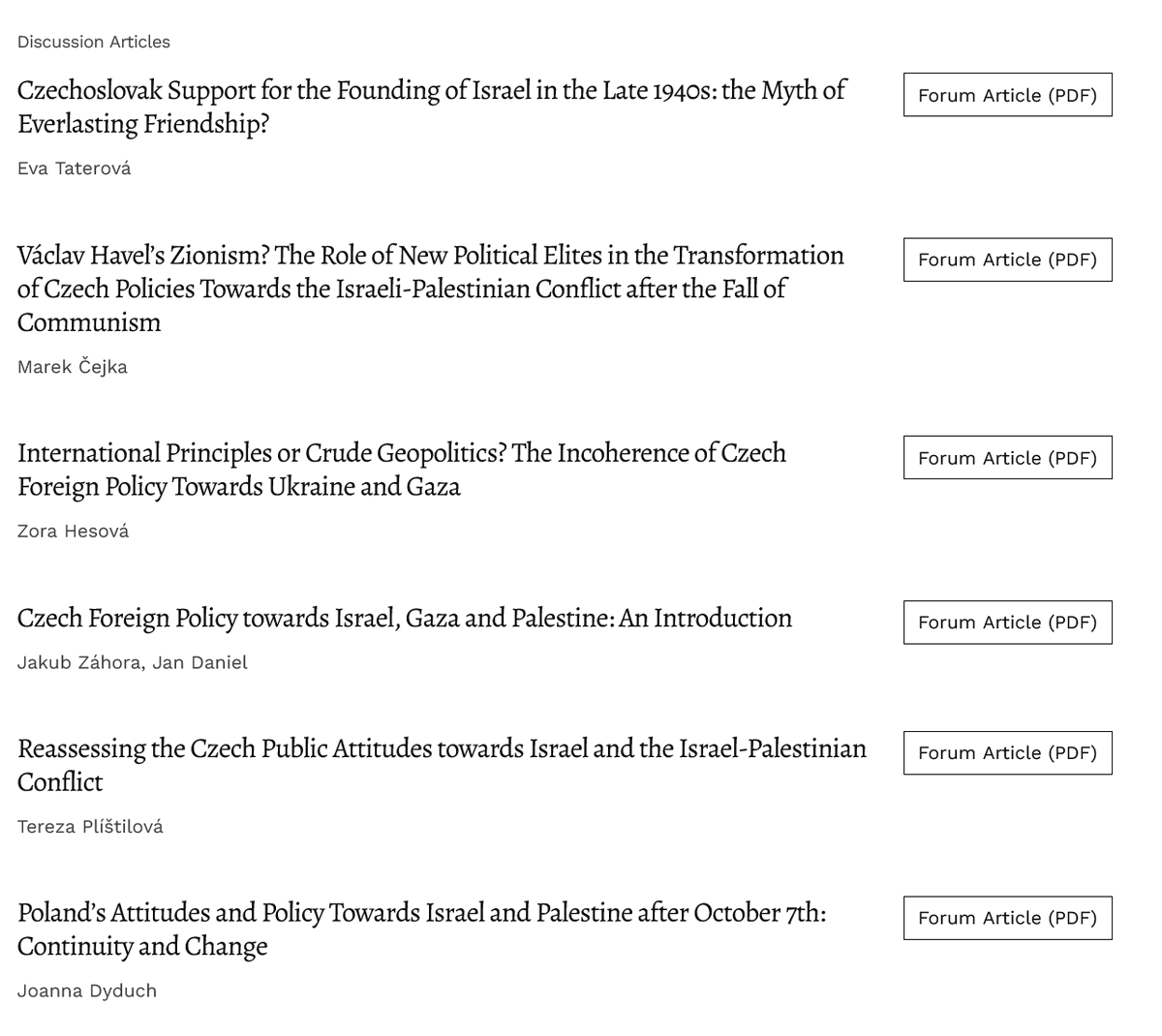 I have often been asked about the reasons for the Czech Republic’s uncritical support of Israeli actions.

I can now refer to the forum published by the Czech Journal of International Relations that features a range of experts on different aspects of this issue! 🧵 1/7