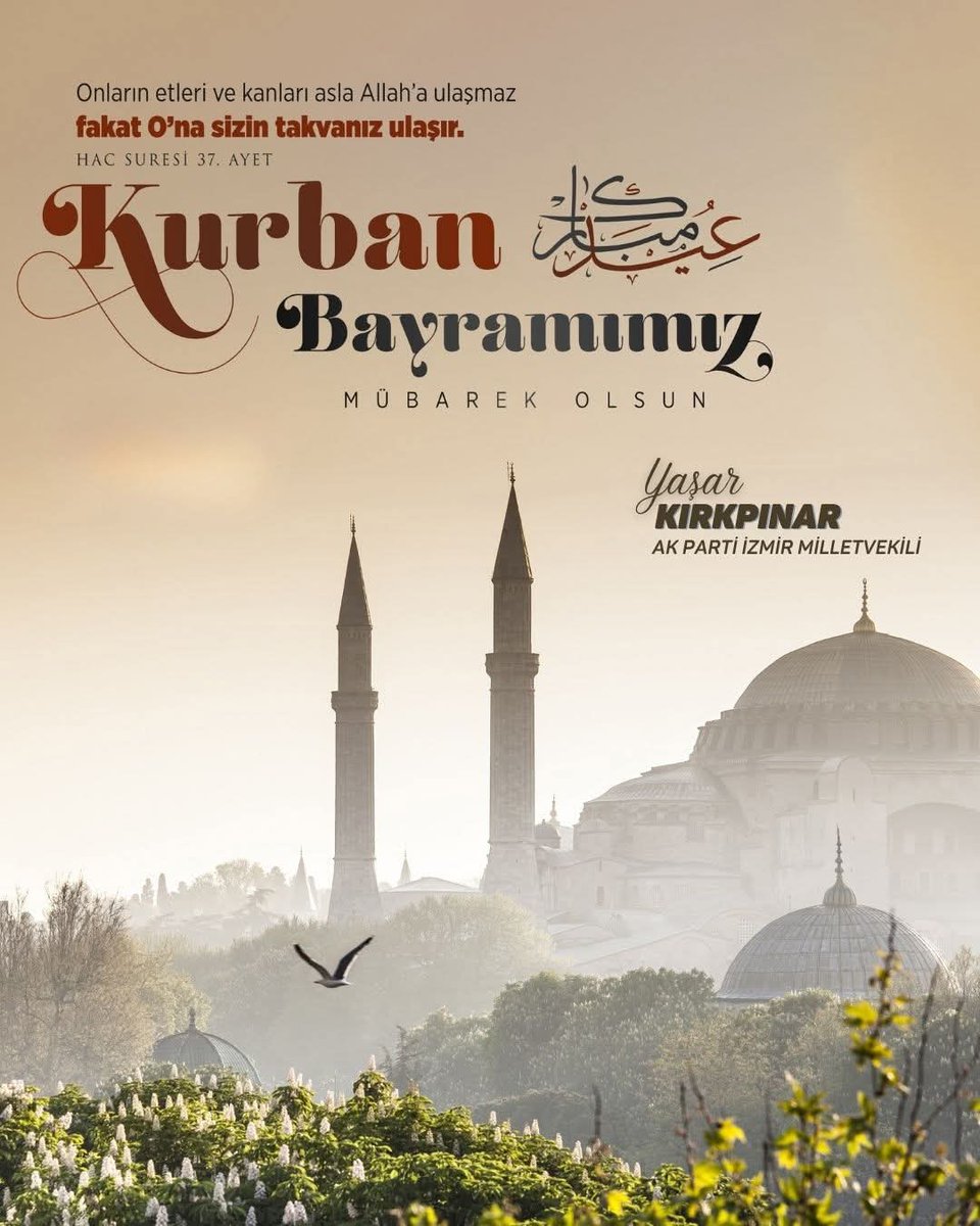 Aziz milletimizin mübarek Kurban Bayramı'nı canıgönülden tebrik ediyor, Kurban Bayramı'nın ailelerimize, milletimize, İslam âlemine ve tüm insanlığa barış, huzur ve hayırlar getirmesini diliyorum.
