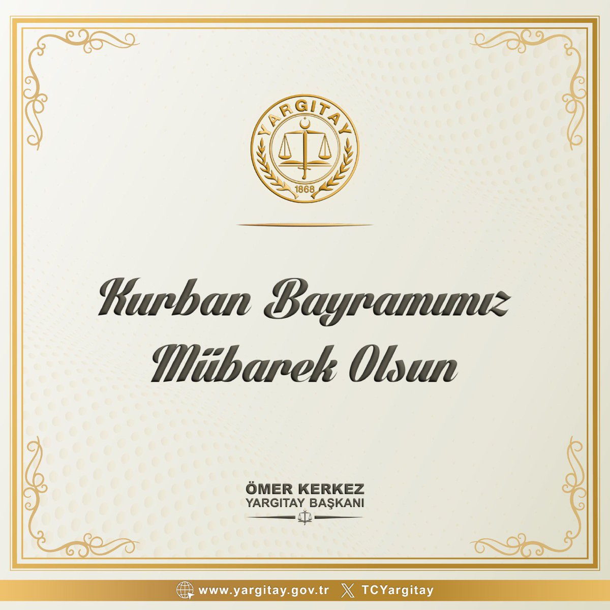 Yargıtay Başkanı Ömer Kerkez’in Kurban Bayramına ilişkin Kutlama Mesajı;

Kurban Bayramı'nın insanlık için barışa, huzura ve adalete vesile olmasını diliyorum.

Birlik, beraberlik ve kardeşlik duygularını pekiştiren bu müstesna günlerin, milletimize ve tüm insanlığa sağlık,