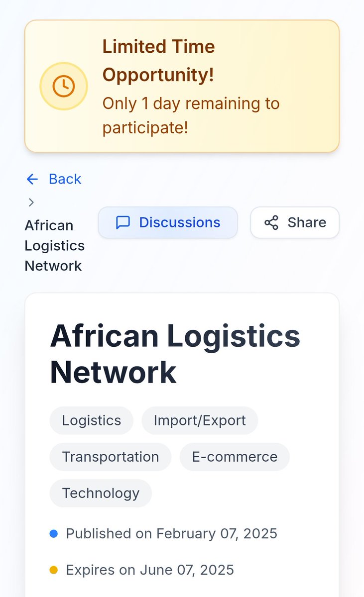 ALNs African (@africanlogisn) on Twitter photo Only 1 days Remain for contribution to expired
Gap your shares today!
Don Miss this opportunity to invest your SDA at African logistics Network Solution $ALNs
Contributed Link 👇 👇
sidrastart.com/project/ebf25a…
<a href="/maljefairi/">محمد الجفيري</a>
<a href="/sidrachain/">SidraChain</a>
@Sidra_Dex Only 1 days Remain for contribution to expired
Gap your shares today!
Don Miss this opportunity to invest your SDA at African logistics Network Solution $ALNs
Contributed Link 👇 👇
sidrastart.com/project/ebf25a…
<a href="/maljefairi/">محمد الجفيري</a>
<a href="/sidrachain/">SidraChain</a>
@Sidra_Dex