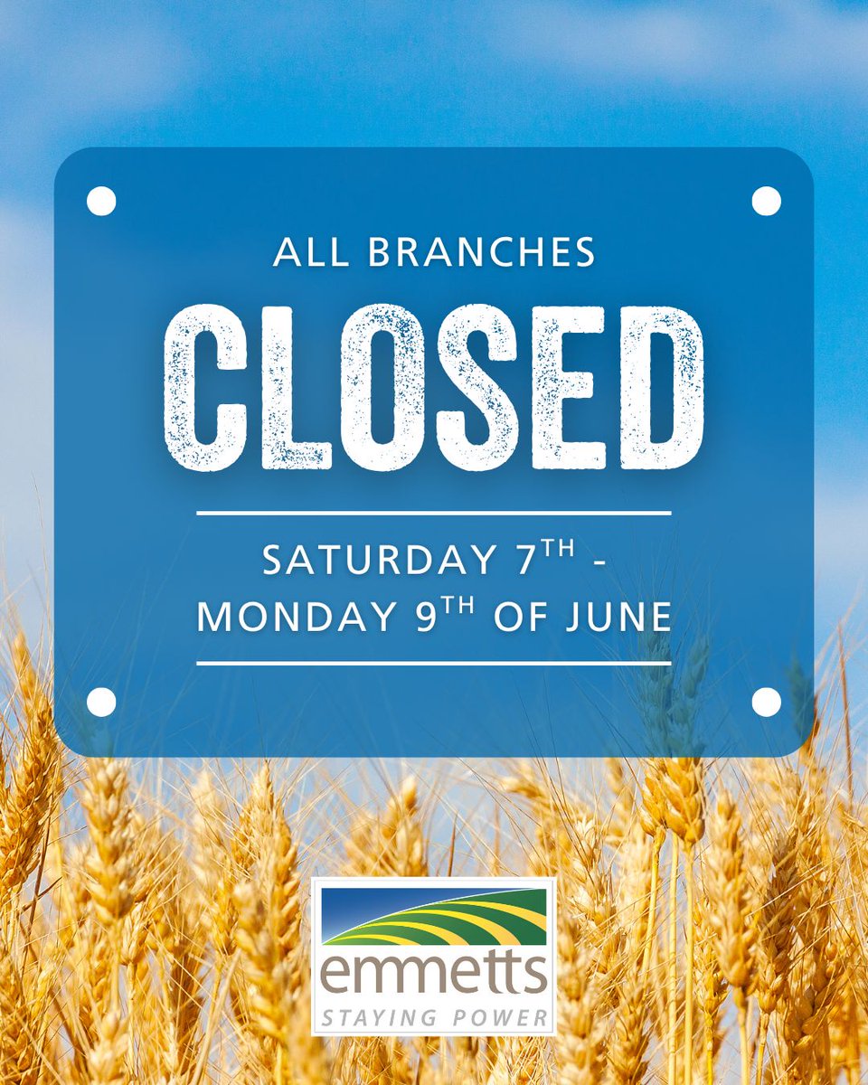 All Emmetts branches will be closed from Saturday 7th to Monday 9th June for the long weekend. For on-call customer support during this period, please phone 1300 628 596 to get connected with your local branch. 📅 We’ll be back to business as usual on Tuesday, 10th June.