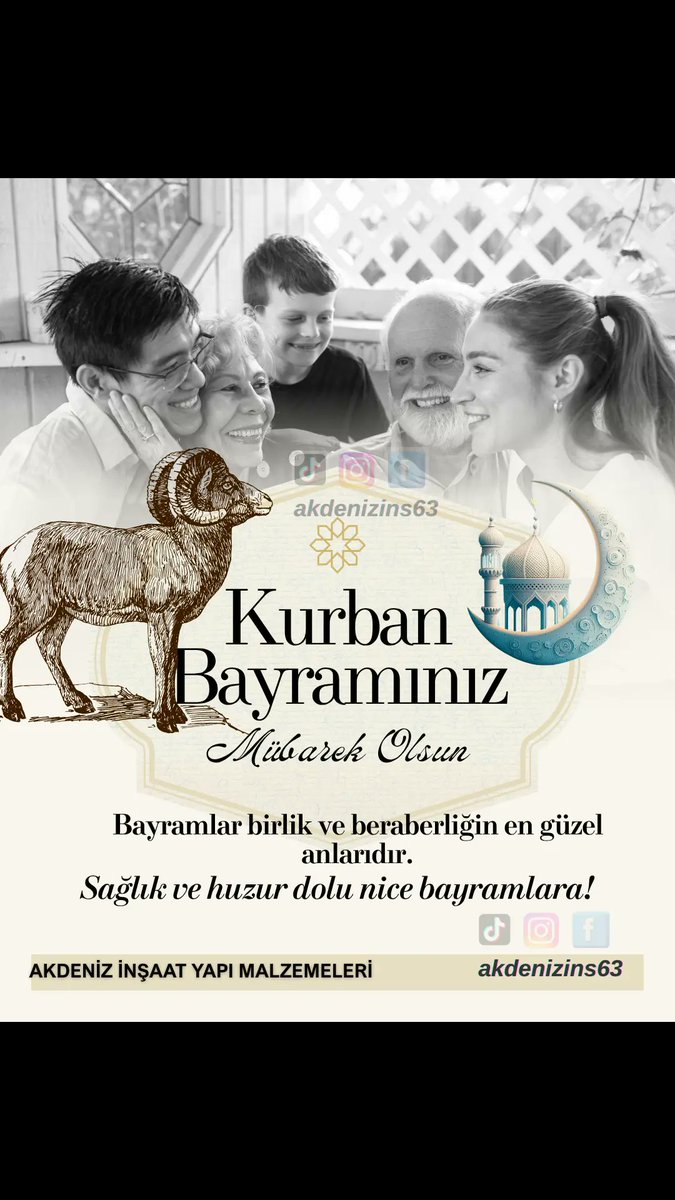 Sevdiklerinle birlikte neşe dolu, sağlık Barıs dolu bir Kurban Bayramı geçirmeni dilerim. Gönüllerin birleştiği, ellerin semaya açıldığı bu bayramda, tüm dileklerin kabul olsun. Kurban Bayramı'nız aile sıcaklığıyla, dost muhabbetiyle, samimiyetle dolsun.
#KurbanBayramı