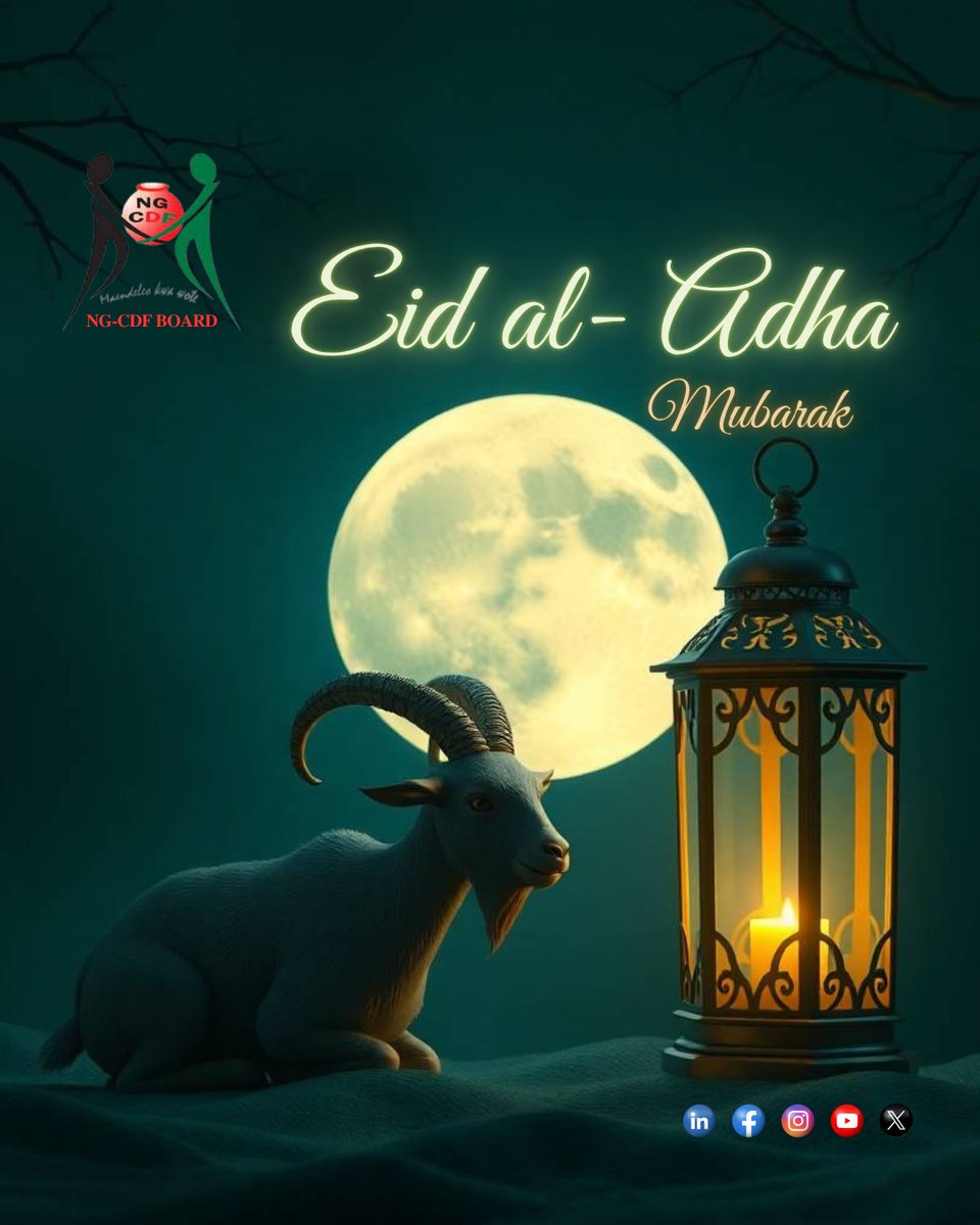 Wishing you and your loved ones peace, prosperity, and purpose this Eid al-Adha. Eid Mubarak from  us.
#EidMubarak
#ngcdf

^A.M