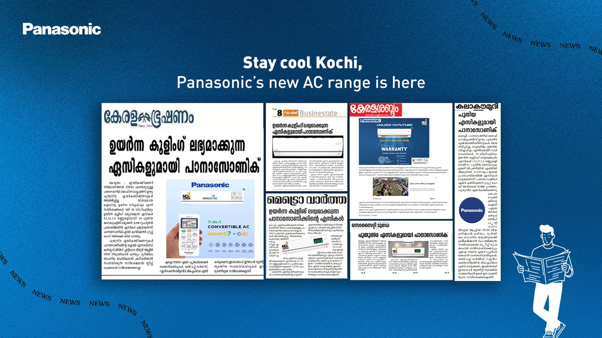 Smart cooling for smart Kochi, introduced by Panasonic! Designed to tackle extreme heat, delivering cooling even at 55°C. These ACs are AI-enabled, connected, and bring the best of cooling and convenience.

Check the full range here:
store.in.panasonic.com/air-conditione…