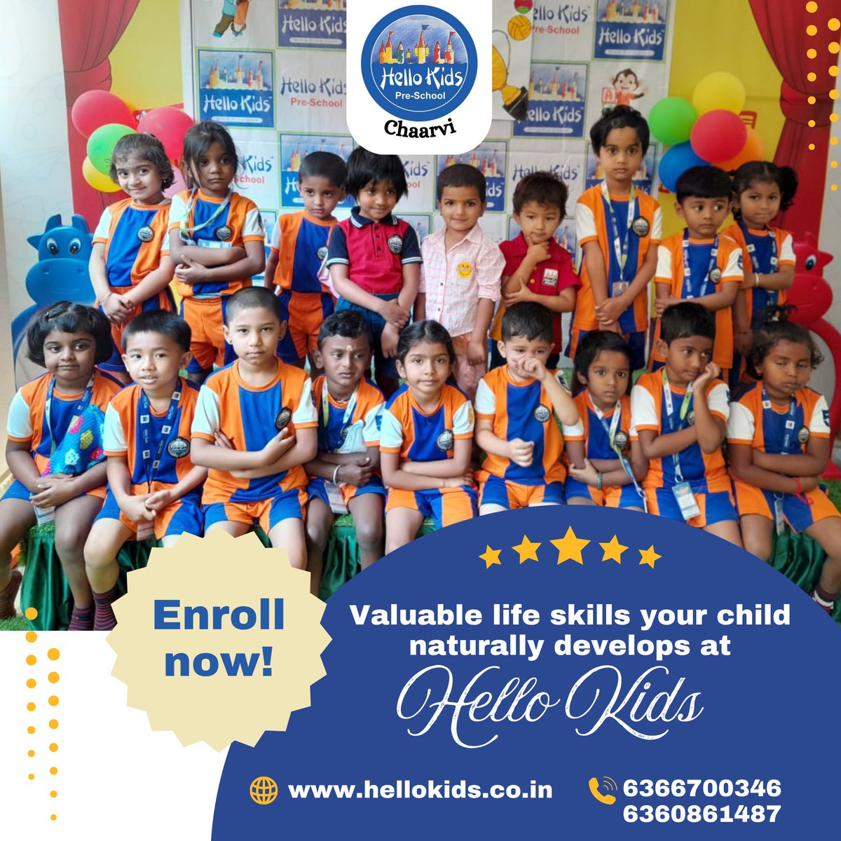 HKChaarvi's tweet photo. 🎓 Hello Kids Chaarvi
🌈 Where Learning Meets Fun!
��� Nurturing Young Minds 
🎨 Encouraging Creativity
📞 6366700346 / 6360861487
.
.
.
#HelloKidsChaarvi #AdmissionsOpen2025 #PreschoolMagic #JoyfulLearning #EarlyYearsMatter #PlayAndLearn #CreativePreschool https://t.co/Y0Va2CyTeX