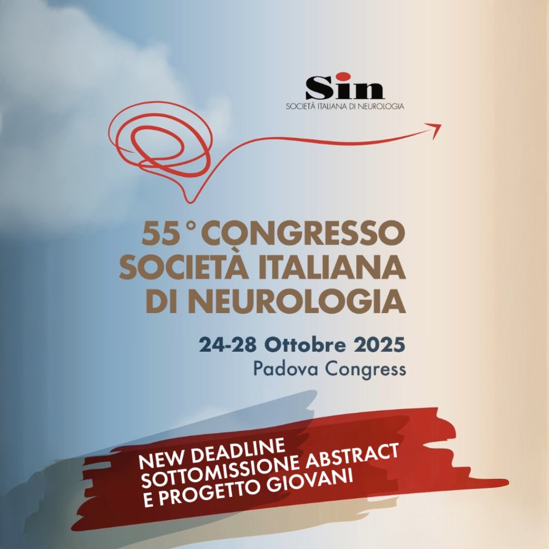 SOTTOMISSIONE ABSTRACT e PROGETTO GIOVANI CONGRESSO NAZIONALE SIN PADOVA 2025

NEW DEADLINE ⚠️ ore 23:59 di domenica 8 giugno

Per sottomettere UN CONTRIBUTO neuroabstract.org/utente/login/

Candidarsi al Grant PROGETTO GIOVANI SIN PADOVA 2025 neuro.it/web/procedure/…
#neurologia
