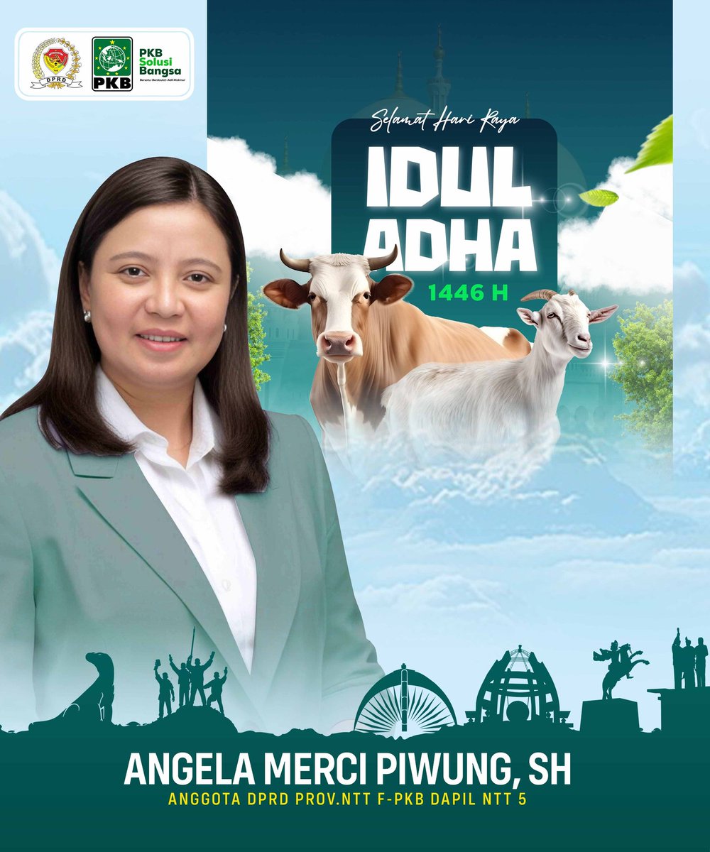fpkbntt's tweet photo. Keluarga Besar Fraksi Partai Kebangkitan Bangsa (PKB) DPRD Nusa Tenggara Timur mengucapkan Selamat Hari Raya Iduladha 1446 H. 

Semoga semangat berkurban semakin menguatkan kepedulian dan persaudaraan di tengah masyarakat. 

#iduladha1446h https://t.co/69jJrRNu86