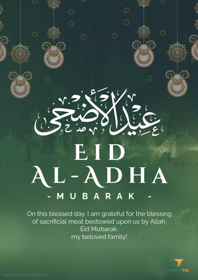 On the blessed occasion of Eid al-Adha, the team at Reserve-Trip sends its warmest wishes to all our valued agent partners and their families who are celebrating.
May this special time be filled with peace, joy, and cherished moments of togetherness. Eid Mubarak!
#reservetrip