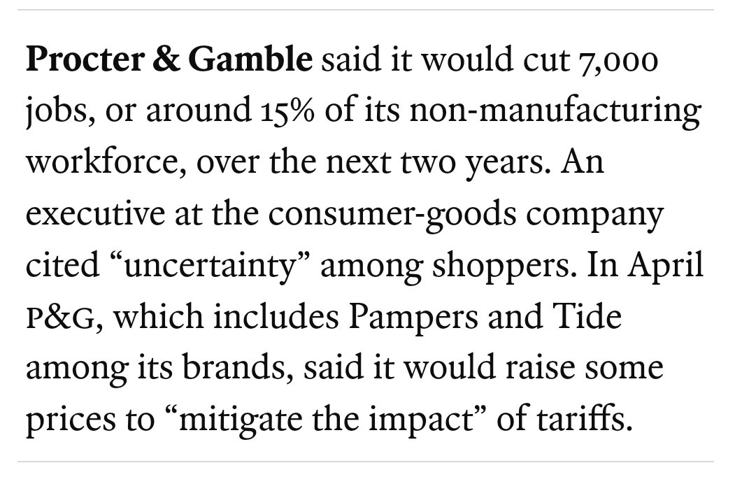 Major news from P&amp;G: 7,000 non-manufacturing jobs to be cut. The consumer goods giant points to shopper uncertainty and recent tariff impacts as drivers for these significant changes.