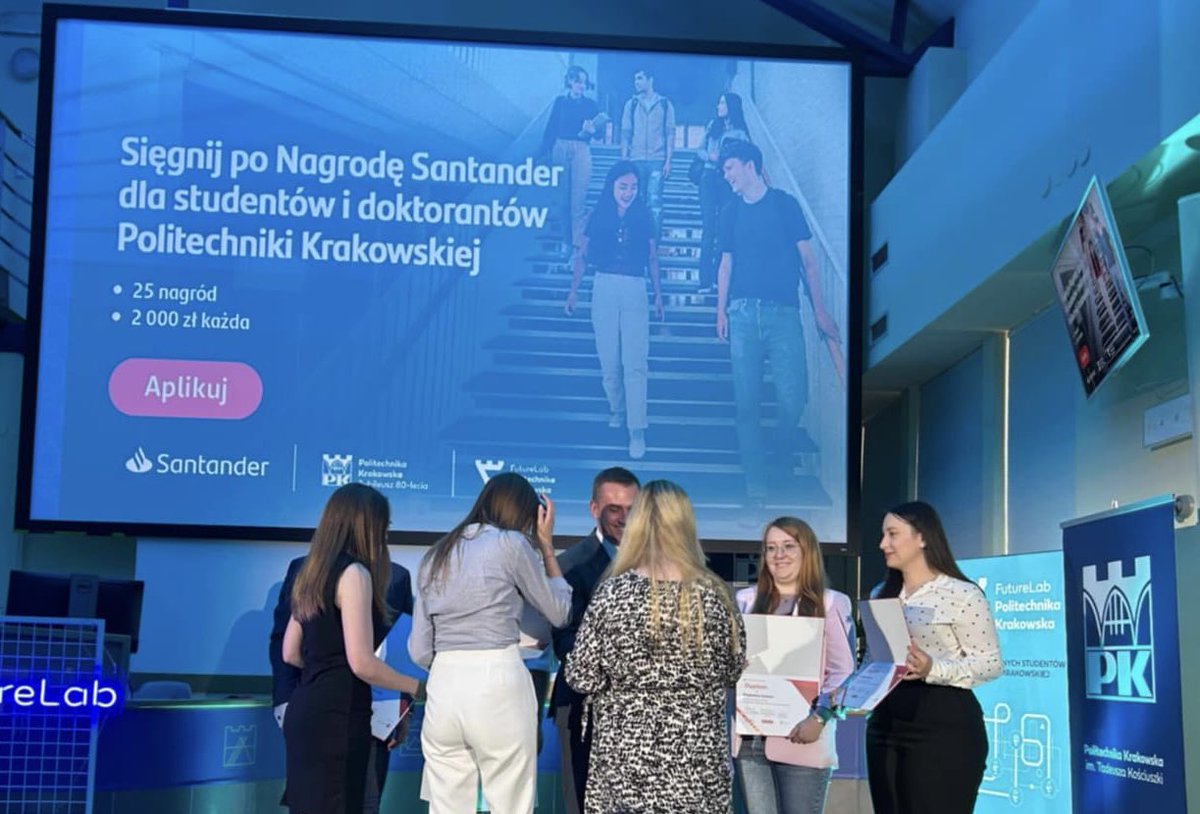 I’m honored to receive the prestigious Santander Scholarship for students and PhD students at Cracow University of Technology! 🔬📚 Thank you for this recognition — a great motivation to keep growing! 
#SantanderOpenAcademy #science