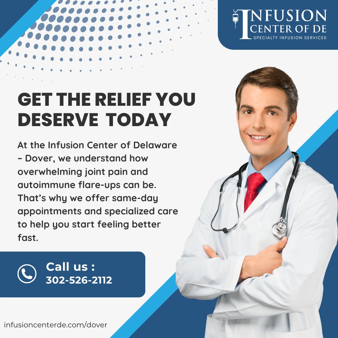 InfusionDover's tweet photo. Struggling with joint pain or autoimmune symptoms? 💥
Get expert care today at the Infusion Center of Delaware – Dover.

📍 260 Beiser Blvd STE 201, Dover, DE 19904
📞 Call us at 302-526-2112
🔗 https://t.co/DnwvwSYkS4

#AutoimmuneRelief #JointPain #InfusionTherapy #DoverDE https://t.co/pafdBXe2Nh