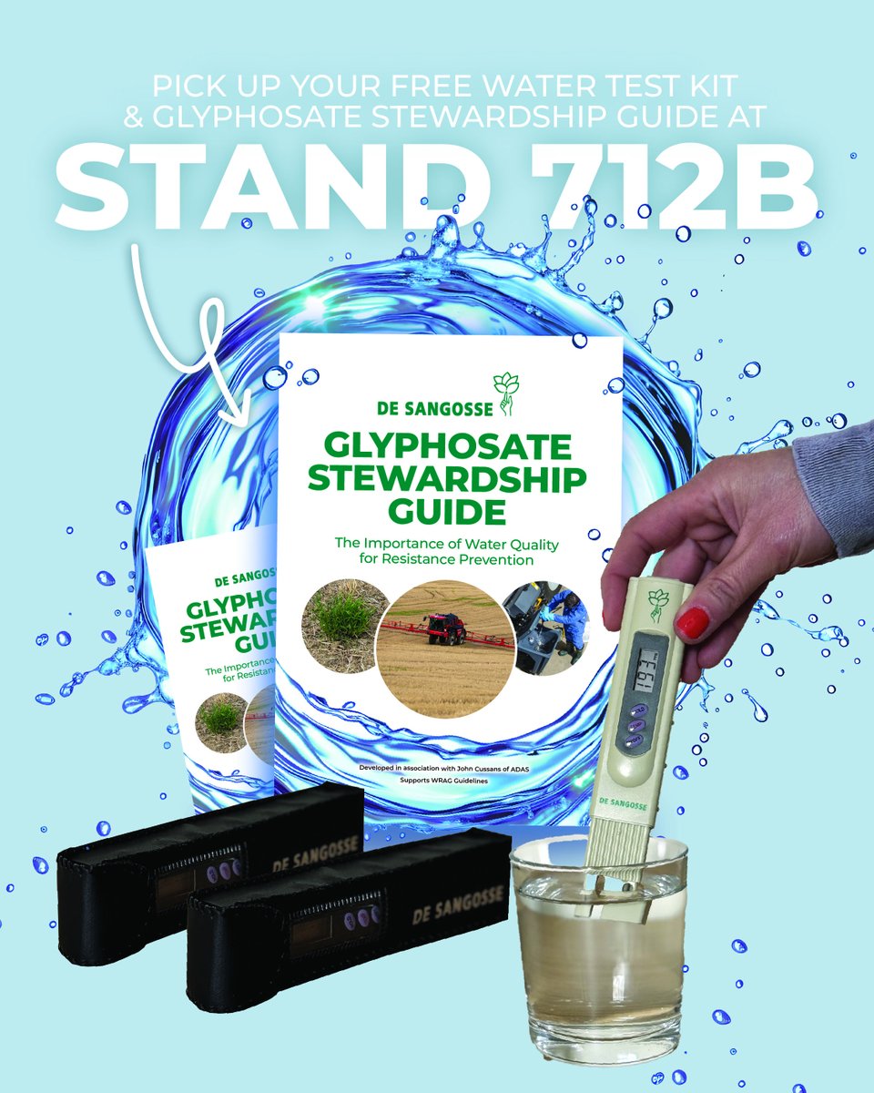 De Sangosse UK (@desangosseuk) on Twitter photo Get Your FREE Spray Water Test Kit & Glyphosate Stewardship guide exclusively <a href="/CerealsEvent/">Cereals Event</a>
👉 Find out what's in your spray water, and how its affecting herbicide efficacy
#Glyphosate #Stewardship #WaterQuality #GlyphosateStewardship #Cereals2025 Get Your FREE Spray Water Test Kit & Glyphosate Stewardship guide exclusively <a href="/CerealsEvent/">Cereals Event</a>
👉 Find out what's in your spray water, and how its affecting herbicide efficacy
#Glyphosate #Stewardship #WaterQuality #GlyphosateStewardship #Cereals2025