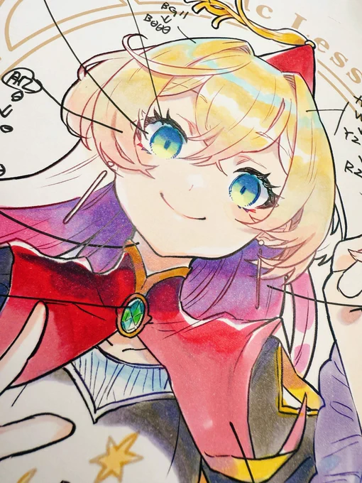 1枚目:デジタル上での色彩設計 2枚目:コピックを使っての色彩設計 陰影とかハイライトの形は仮 #copic