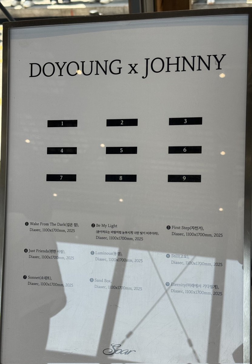 op said the first floor of doyoung's listening event for soar is the exhibit which has photos taken by johnny