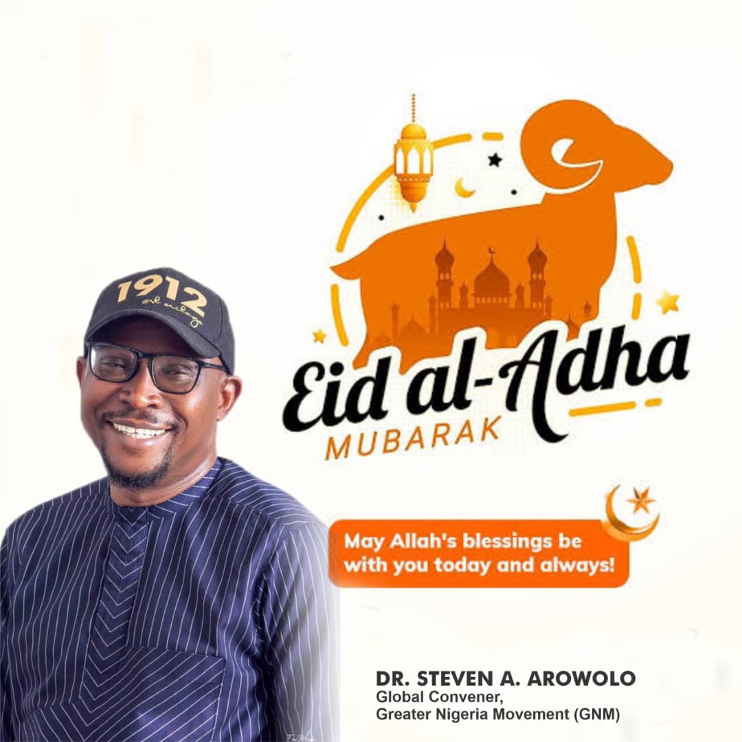 On behalf of the esteemed leadership and the entire family of the Greater Nigeria Movement (GNM), we extend our heartfelt greetings to all our beloved Muslim brothers and sisters, and all lovers of peace and faith, on this sacred occasion of Eid al-Adha. Eid Mubarak.

As we