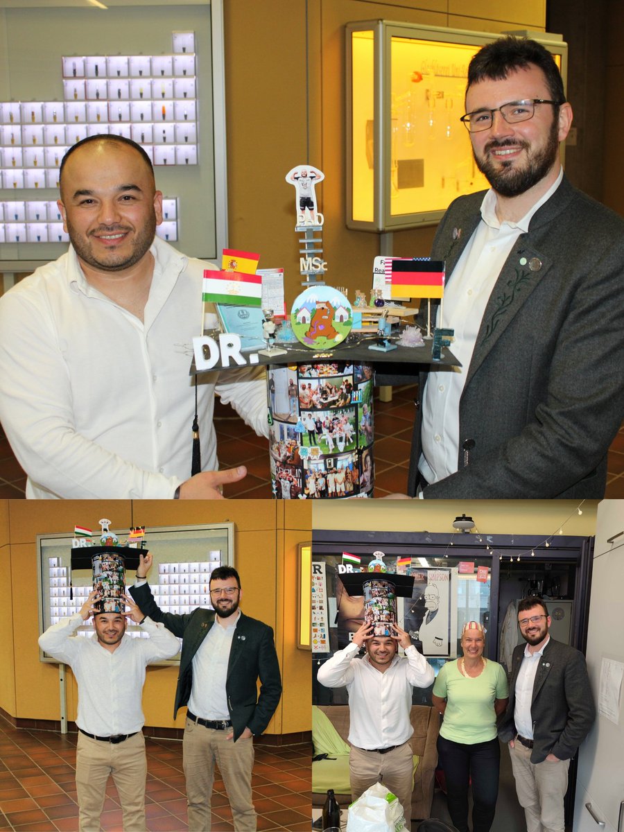 BarhamLab's tweet image. We Doctored someone - PhD #1 of the group! Presenting Dr. (Selectfluor) @ShahbozYakubov👨🎓🇹🇯 Massive congrats🎉💐👏Has been a privilege to witness your development as a scientist &person. 7 papers, 2 daughters, 1 comprehensive Thesis. So very proud, all best for your next steps!🙏
